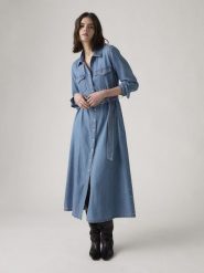 Levi's Sukienka dżinsowa w kolorze błękitnym rozmiar: M. Niebieskie sukienki Levi's®, m, bez wzorów, z tkaniny, bez kołnierzyka, bez ramiączek, maxi. Za 214.19 zł.