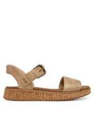 Skechers Sandały Bobs Sun Vibe 114423/NAT Beżowy. Brązowe sandały Skechers, bez wzorów, ze skóry, bez obcasa, na płaskiej podeszwie, bez zapięcia. Za 289.99 zł.