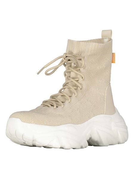 Geographical Norway Botki "Obask" w kolorze beżowym rozmiar: 37. Brązowe botki Geographical Norway, bez wzorów, bez obcasa, bez zapięcia. Za 121.99 zł.