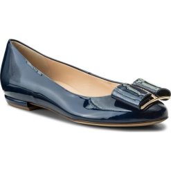 Baleriny HÖGL - 5-101085 Navy 3100. Niebieskie baleriny Högl, bez wzorów, z lakierowanej skóry, bez obcasa. W wyprzedaży za 329.00 zł.