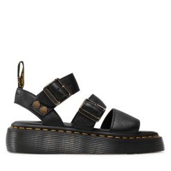 Sandały Dr. Martens. Czarne sandały Dr. Martens, bez wzorów, bez obcasa, na płaskiej podeszwie, bez zapięcia. Za 499.99 zł.