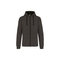 Bluza z kapturem z kontrastowym zamkiem błyskawicznym Kariban. Czarne bluzy KARIBAN, m, bez wzorów, z bawełny, z kapturem. Za 229.00 zł.