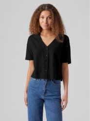 Vero Moda Bluzka Jesmilo 10279696 Czarny Regular Fit. Czarne bluzki Vero Moda, s, bez wzorów, ze lnu, bez kołnierzyka, bez ramiączek. Za 209.99 zł.