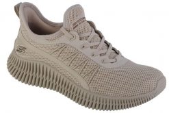 Sandały Skechers Bobs Geo Nowa Estetyka Beżowy. Szare sandały Skechers, bez wzorów, z materiału, bez obcasa, bez zapięcia. Za 259.99 zł.