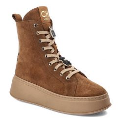 Brązowe Botki CheBello Skórzane Buty Damskie. Brązowe botki CheBello, bez wzorów, bez obcasa, na obcasie, bez zapięcia. Za 479.00 zł.