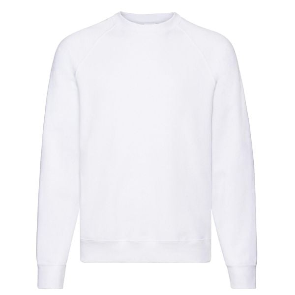 Bluza Unisex Adult Classic Plain Raglan. Białe bluzy FRUIT OF THE LOOM, m, bez wzorów, z bawełny, bez kaptura. Za 78.99 zł.