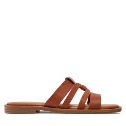 Klapki Tamaris. Brązowe klapki Tamaris, bez wzorów, bez obcasa. Za 219.99 zł.