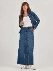 Lee Spódnica dżinsowa w kolorze niebieskim rozmiar: W28. Niebieskie spódnice Lee, bez wzorów, maxi. Za 265.40 zł.