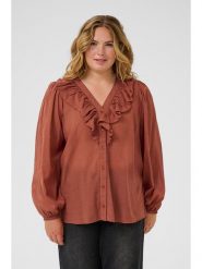 KAFFE curve Bluzka "Lana" w kolorze jasnobrązowym rozmiar: 44. Brązowe bluzki KAFFE curve, bez wzorów, bez kołnierzyka, bez ramiączek. Za 86.99 zł.