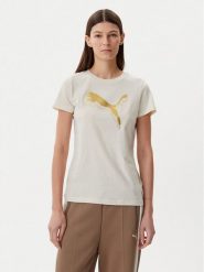 Puma T-Shirt Essentials Metallic 684995 Beżowy Regular Fit. Brązowe t-shirty Puma, xs, bez wzorów, z bawełny, bez kołnierzyka, bez ramiączek. Za 59.99 zł.