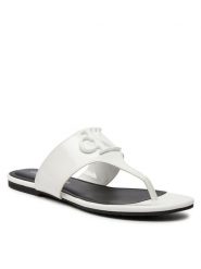 Calvin Klein Jeans Japonki Flat Sandal Slide Toepost Mg Met YW0YW01342 Biały. Białe klapki Calvin Klein Jeans, bez wzorów, z jeansu, bez obcasa. Za 219.99 zł.