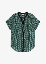 Bluzka oversize z lejącego szyfonu. Brązowe bluzki bonprix, bez wzorów, z szyfonu, bez kołnierzyka, bez ramiączek. Za 72.99 zł.