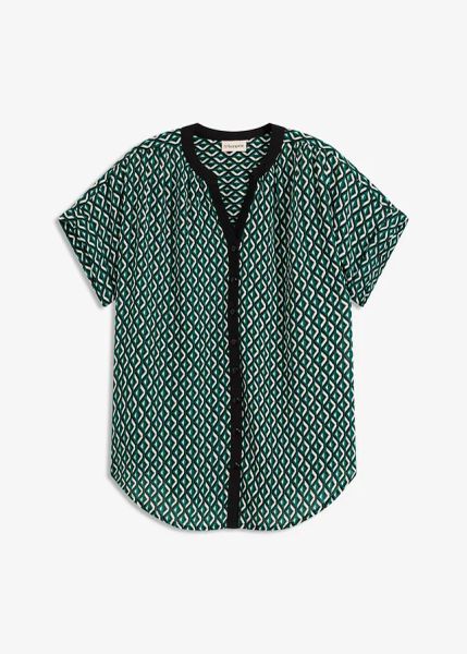 Bluzka oversize z lejącego szyfonu. Brązowe bluzki bonprix, bez wzorów, z szyfonu, bez kołnierzyka, bez ramiączek. Za 72.99 zł.