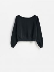 Gładka bluza z modalem - czarny. Czarne bluzy Reserved, l, bez wzorów, z dzianiny, bez kaptura. Za 119.99 zł.