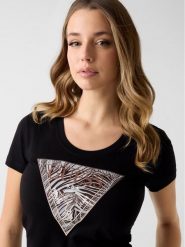 Guess T-Shirt 182454 Czarny Classic Fit. Czarne t-shirty Guess, s, z aplikacjami, bez kołnierzyka, bez ramiączek. Za 194.99 zł.