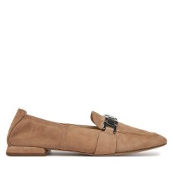 Lordsy HÖGL. Brązowe lordsy Högl, bez wzorów, bez obcasa, bez zapięcia. Za 599.99 zł.