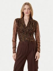DKNY Bluzka P53HVCMM Brązowy Regular Fit. Brązowe bluzki DKNY, xl, bez wzorów, z syntetyku, bez kołnierzyka, bez ramiączek. Za 309.99 zł.