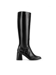 MEXX Kozaki MI001806243W Czarny. Czarne kozaki Mexx, z materiału, bez obcasa, na słupku, bez zapięcia. Za 449.99 zł.