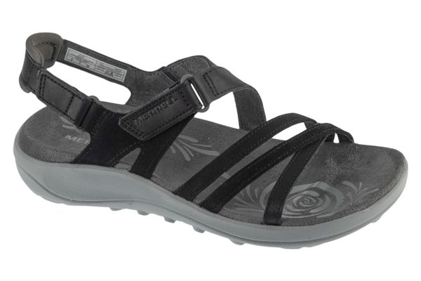 Sandały damskie, Harbor Backstrap. Czarne sandały Merrell, bez wzorów, z materiału, sportowe, bez obcasa, bez zapięcia. Za 369.99 zł.