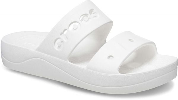 Klapki Dla Dorosłych Crocs Baya Platform. Czerwone klapki Crocs, bez wzorów, z materiału, bez obcasa. Za 149.00 zł.