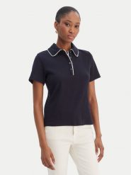 Morgan Polo 261-DLOLI Granatowy Slim Fit. Niebieskie koszulki polo Morgan, m, bez wzorów, z bawełny, bez kołnierzyka, bez ramiączek. Za 179.99 zł.
