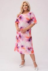 Trapezowa sukienka Felipa w kwiaty w odcieniach fioletu MIDI PLUS SIZE XXL OVERSIZE WIOSNA. Czerwone sukienki Moda Size Plus Iwanek, na co dzień, na wiosnę, plus size, bez wzorów, z elastanu, eleganckie, bez kołnierzyka, plus size, bez ramiączek, midi, dopasowane. W wyprzedaży za 99.90 zł.