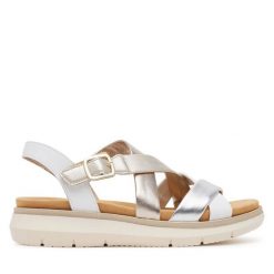 Sandały Remonte. Białe sandały Remonte, bez wzorów, bez obcasa, na płaskiej podeszwie, bez zapięcia. Za 379.99 zł.