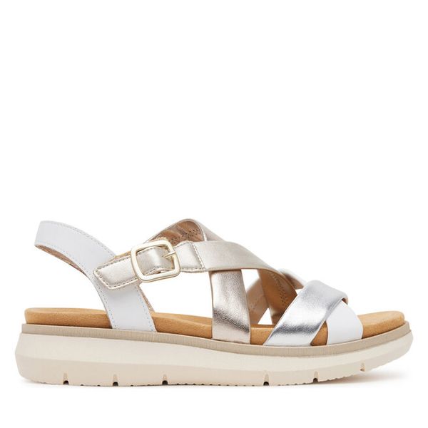 Sandały Remonte. Białe sandały Remonte, bez wzorów, bez obcasa, na płaskiej podeszwie, bez zapięcia. Za 379.99 zł.