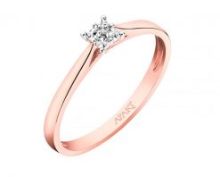 Pierścionek z różowego złota diamentem - 0,003 ct - próba 375. Czerwone pierścionki Apart, z diamentem, złote. Za 899.00 zł.