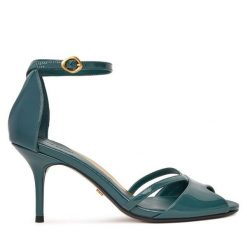 Sandały GINO ROSSI. Niebieskie sandały Gino Rossi, bez wzorów, bez obcasa, na szpilce, bez zapięcia. Za 349.99 zł.