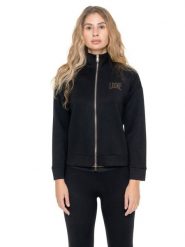 Bluza zimowa Leone 1947 Gold Studs Damen ze Stehkragen und Reißverschluss. Czarne bluzy LEONE 1947 APPAREL, na zimę, xs, bez wzorów, z tkaniny, bez kaptura. Za 383.11 zł.