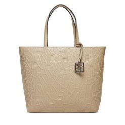 Torebka Armani Exchange. Brązowe shopper Armani Exchange, bez wzorów, bez dodatków. Za 449.99 zł.