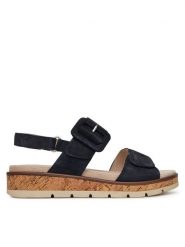 Caprice Sandały 9-28714-44 Niebieski. Niebieskie sandały Caprice, bez wzorów, ze skóry, bez obcasa, na płaskiej podeszwie, bez zapięcia. Za 239.99 zł.