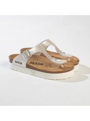 BACKSUN Japonki "Alghero" w kolorze srebrnym rozmiar: 41. Szare klapki Backsun, bez wzorów, z materiału, z otwartym noskiem, bez obcasa, na platformie. Za 130.99 zł.