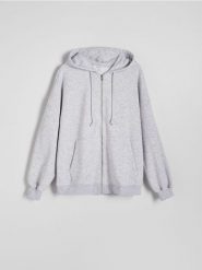 Bluza oversize z kapturem - jasnoszary. Szare bluzy Reserved, l, bez wzorów, z bawełny, z kapturem. W wyprzedaży za 69.99 zł.