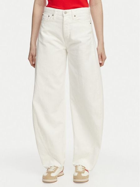 Tommy Jeans Jeansy DW0DW22662 Biały Barrel Fit. Białe jeansy Tommy Jeans, bez wzorów. Za 303.99 zł.