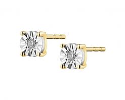 Kolczyki z żółtego i białego złota z brylantami - 0,02 ct - próba 375. Białe kolczyki Apart, z brylantem, złote. Za 799.00 zł.