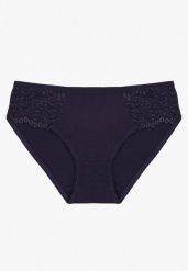 Granatowe Bawełniane Majtki Figi o Klasycznym Fasonie Venalice. Niebieskie figi Renee, l, z aplikacjami, z bawełny. Za 9.99 zł.