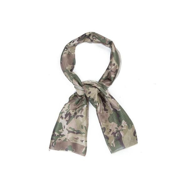 Szal maskujący z siatki MESH 155x48 cm. Brązowe szaliki CAMOUFLAGE, bez wzorów, z meshu. Za 27.99 zł.