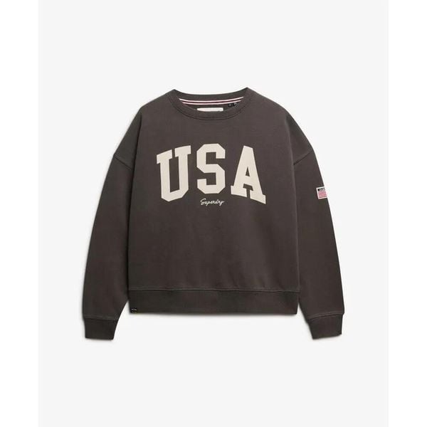 Bluza damska Superdry Athletic Essentials. Niebieskie bluzy Superdry, na wiosnę, m, bez wzorów, prążkowane, bez kaptura. Za 291.40 zł.