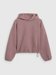 4F Bluza dresowa z waflowej dzianiny damska - brązowa XXL. Brązowe bluzy 4f, xxl, bez wzorów, z dresówki, bez kaptura. Za 179.99 zł.