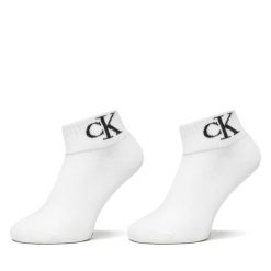 Skarpety długie Calvin Klein Jeans. Białe skarpety Calvin Klein Jeans, bez wzorów, z jeansu. Za 59.99 zł.