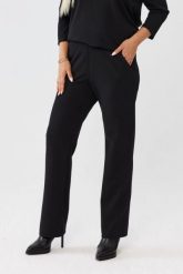 Czarne spodnie Florina - prosta nogawka i kieszenie po bokach PLUS SIZE XXL OVERSIZE JESIEŃ. Czarne spodnie materiałowe Moda Size Plus Iwanek, do pracy, plus size, bez wzorów, z nylonu, plus size, krótkie. Za 189.90 zł.