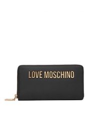 LOVE MOSCHINO Duży Portfel Damski JC5611PP0NKD0000 Czarny. Czarne portfele Love Moschino, bez wzorów, ze skóry. Za 349.99 zł.