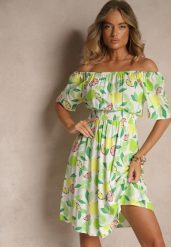 Zielona Sukienka Typu Hiszpanka z Bawełną ze Wzorem Cytrusów Aprona. Zielone sukienki Renee, na co dzień, na lato, l, bez wzorów, z bawełny, eleganckie, bez kołnierzyka, bez ramiączek, midi. Za 49.99 zł.