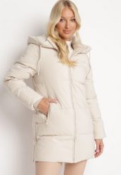 Beżowa Kurtka z Szerokim Pikowaniem i Nieodpinanym Kapturem Fanja. Brązowe kurtki narciarskie Born2be, l, bez wzorów, z jeansu, narciarskie. Za 169.99 zł.