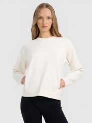 4F Bluza dresowa nierozpinana bez kaptura damska - beżowa XL. Brązowe bluzy 4f, xl, bez wzorów, z dresówki, bez kaptura. Za 199.99 zł.