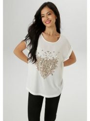 Aniston Koszulka w kolorze beżowym rozmiar: 36. Brązowe bluzki Aniston, bez wzorów, bez kołnierzyka, bez ramiączek. Za 56.99 zł.