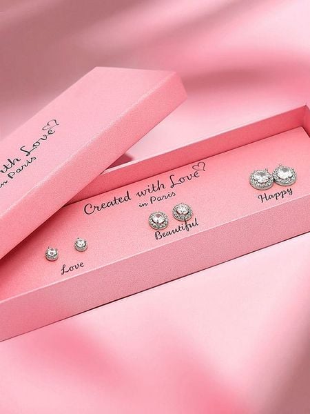 Created with Love 3-częściowy zestaw kolczyków-wkrętek "Sophia " z cyrkoniami rozmiar: onesize. Szare kolczyki Created with Love, z cyrkonią, srebrne. Za 56.99 zł.