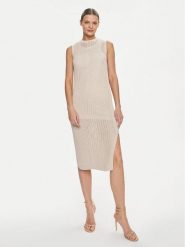 Marella Sukienka dzianinowa Lisetta 2413621015 Beżowy Regular Fit. Brązowe sukienki Marella, m, bez wzorów, z bawełny, bez kołnierzyka, bez ramiączek. Za 709.99 zł.